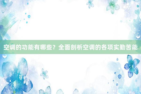 空调的功能有哪些？全面剖析空调的各项实勤苦能